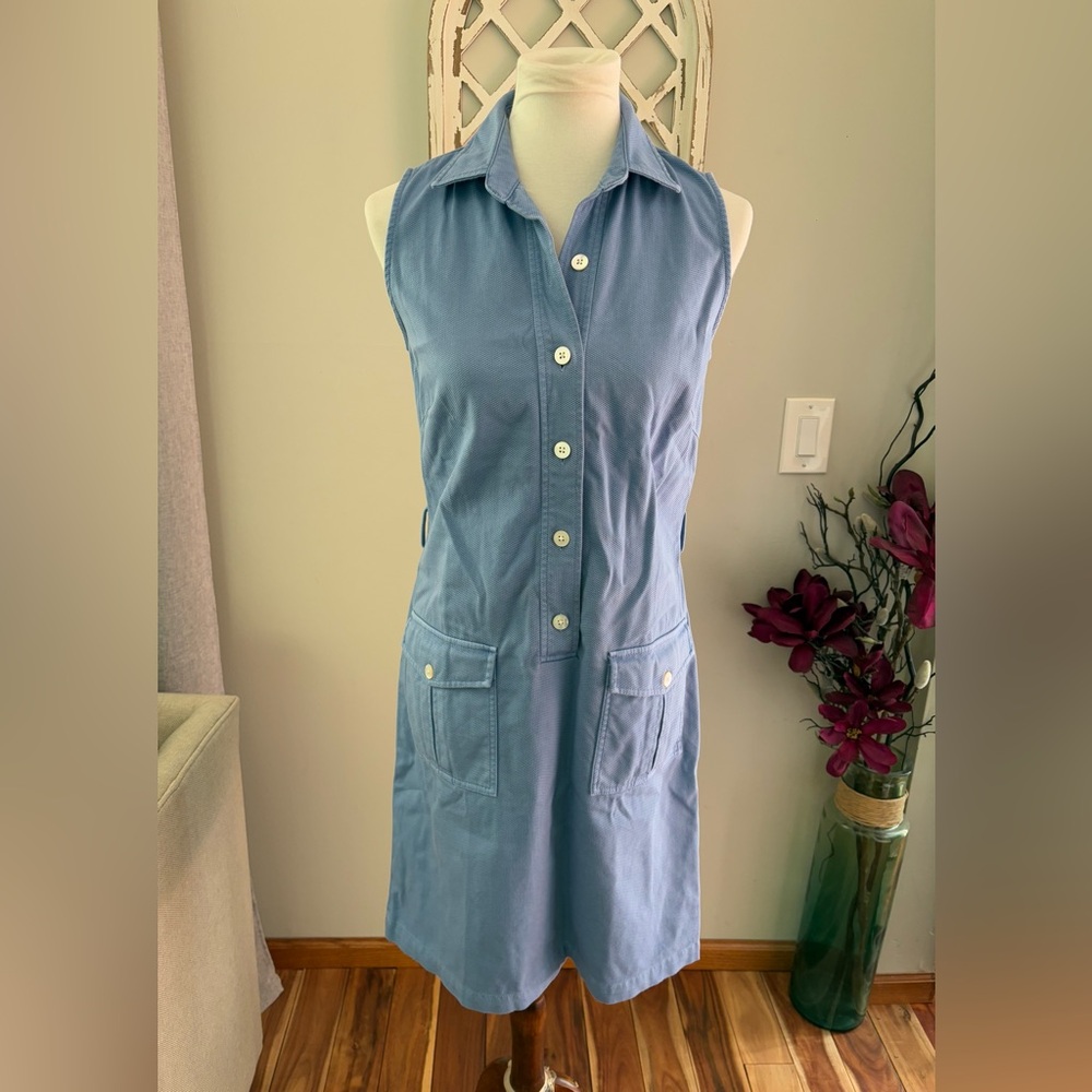J McLaughlin Sleeveless Collared Button Up Shirt Dress In Periwinkle Blue Size 4